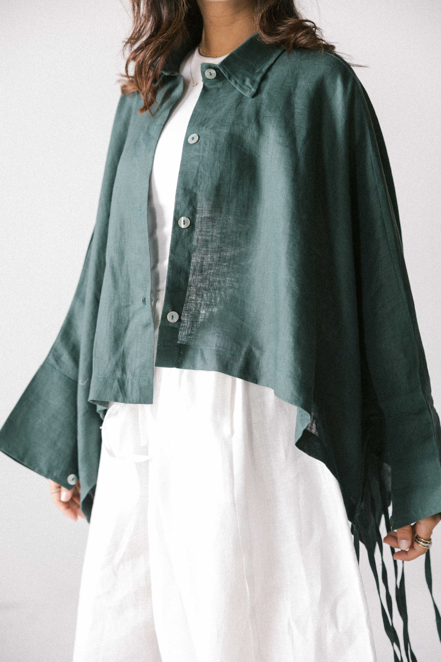 Fringes shirt in Dark green