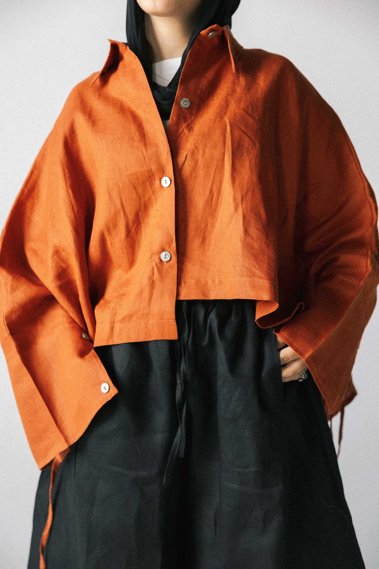 Fringes shirt in burnt orange
