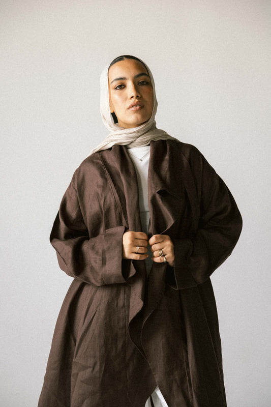 High-low kimono in chocolate brown