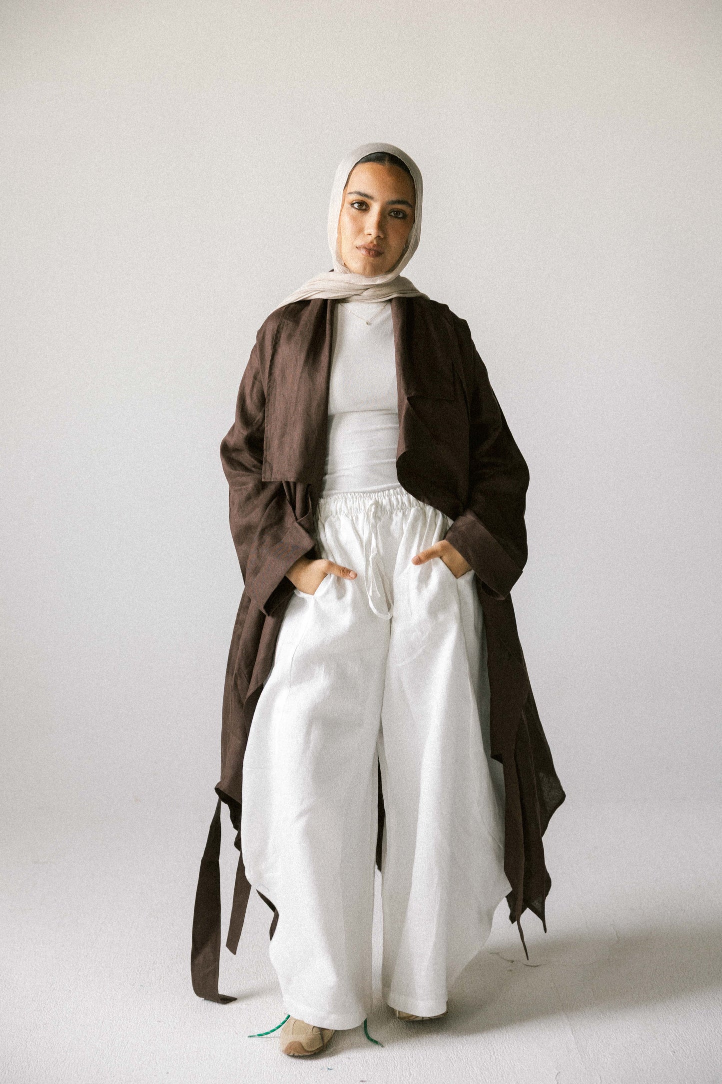 High-low kimono in chocolate brown