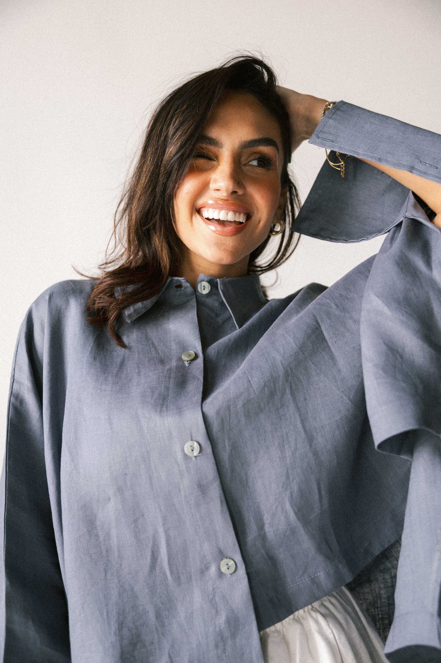 Fringes shirt in dark denim