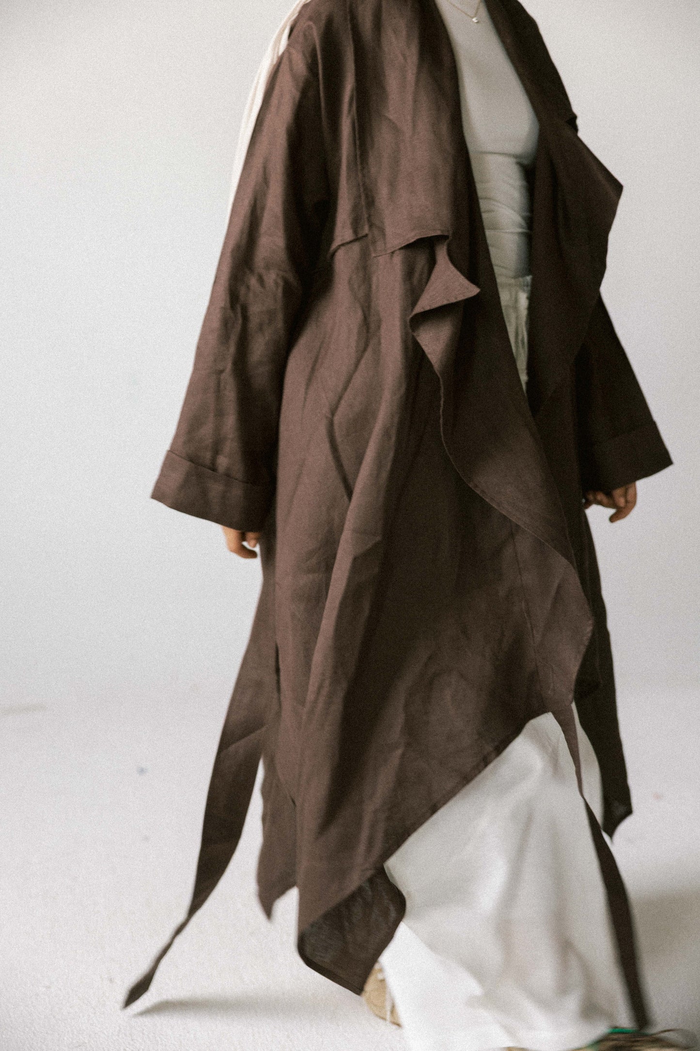 High-low kimono in chocolate brown