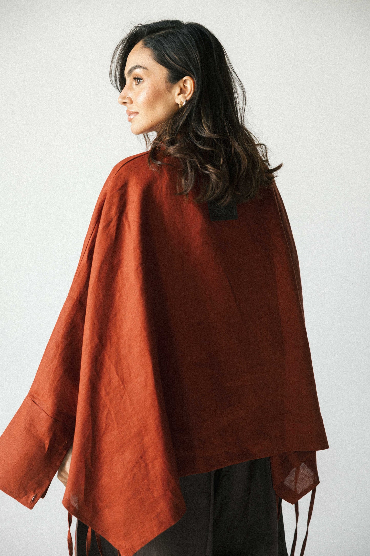 Fringes shirt in burnt red