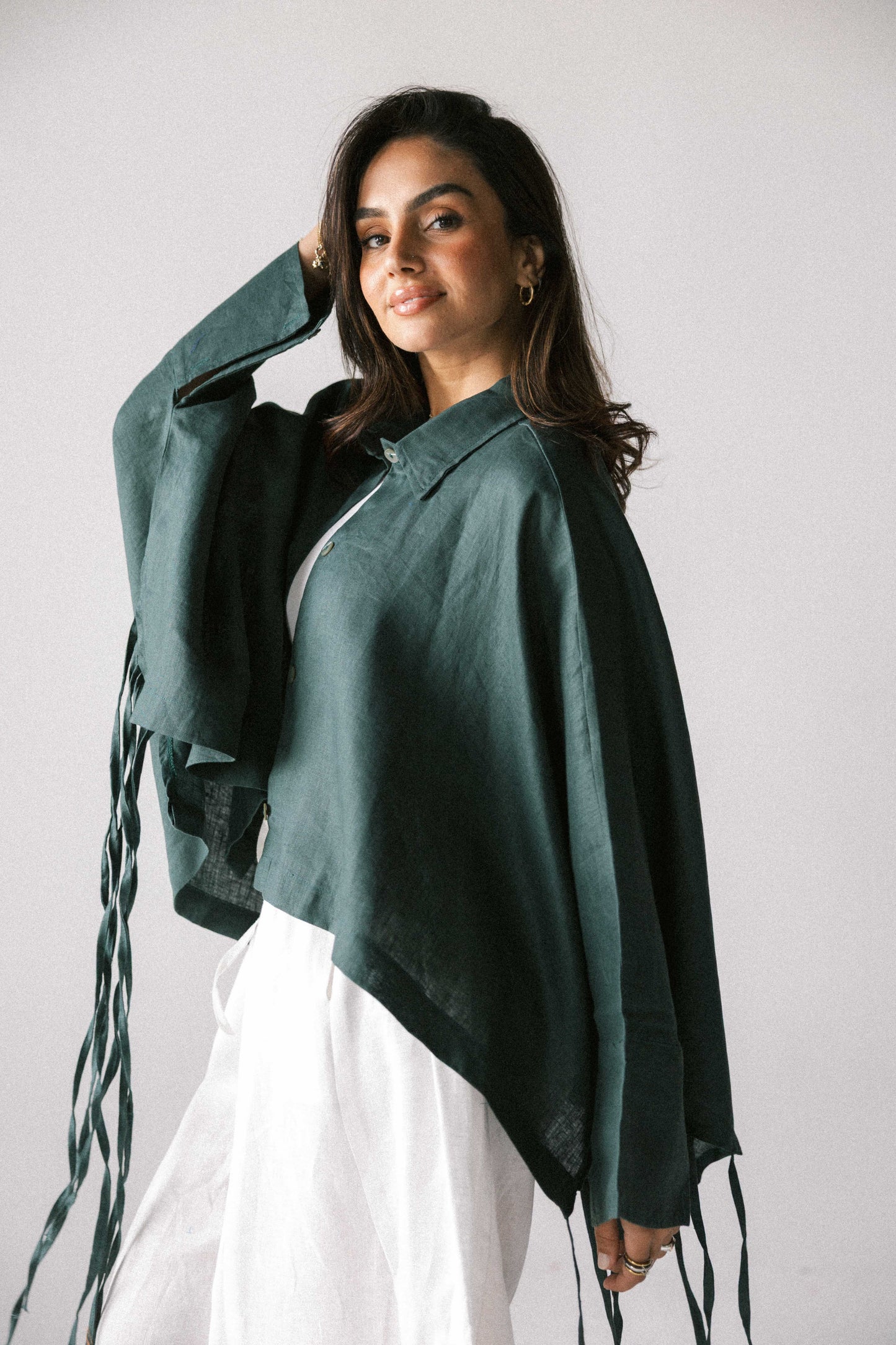 Fringes shirt in Dark green