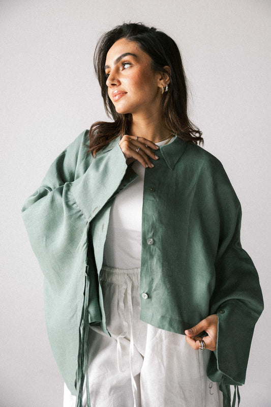 Fringes shirt in pistachio