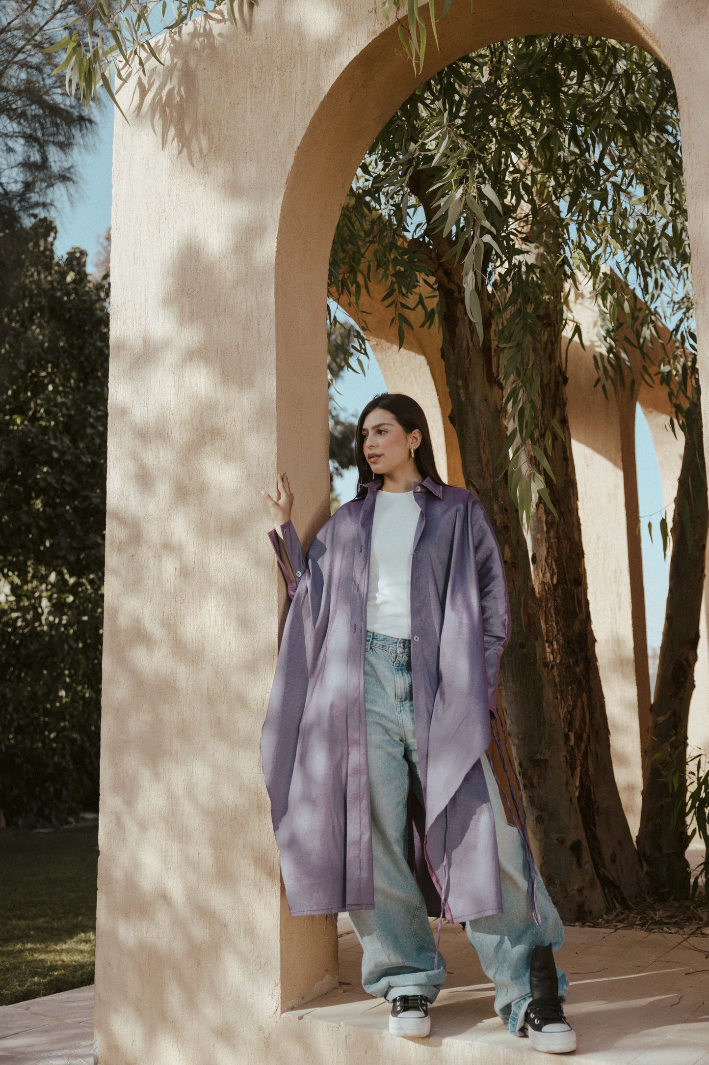 Long Fringes Kaftan In Lavender