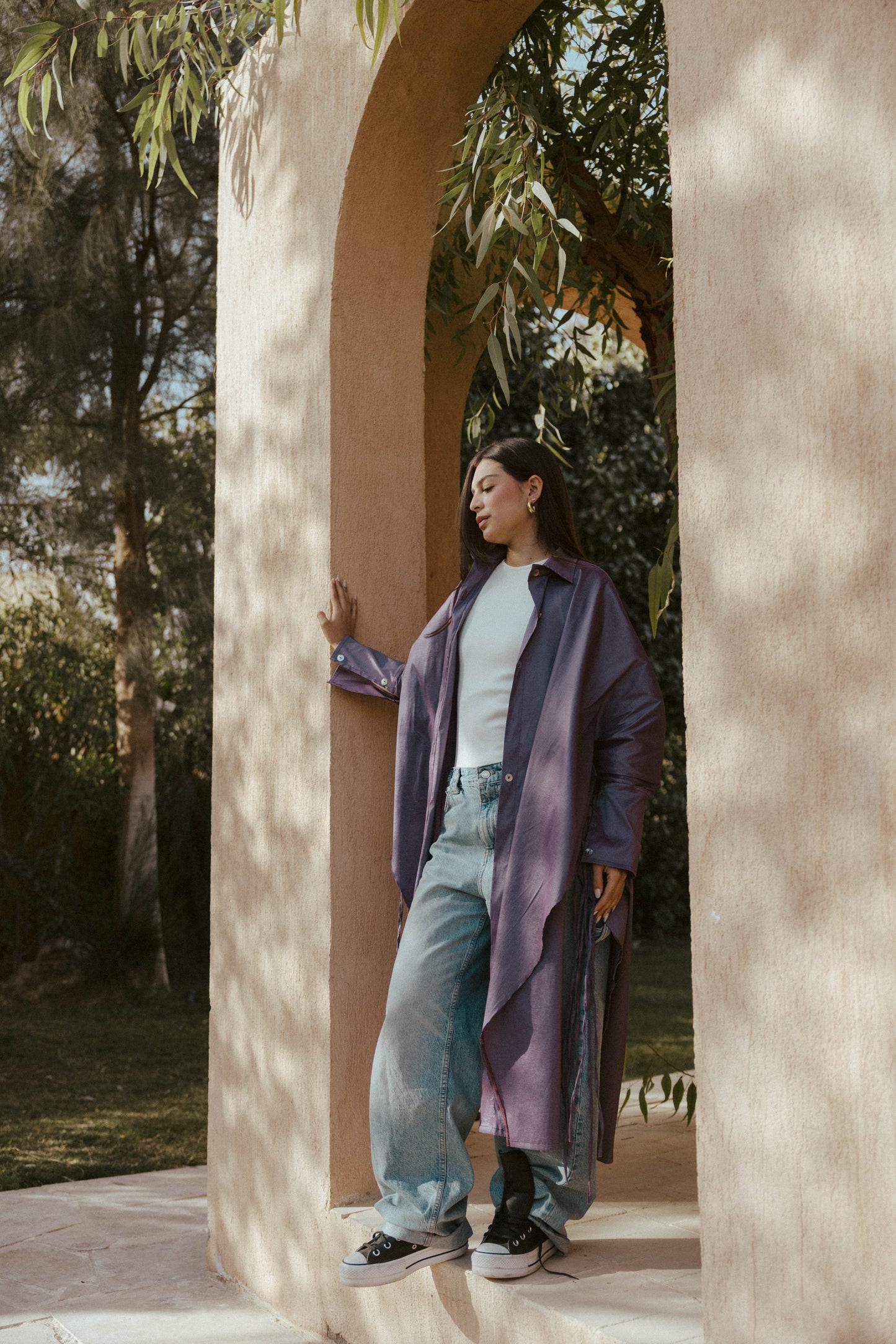 Long Fringes Kaftan In Lavender