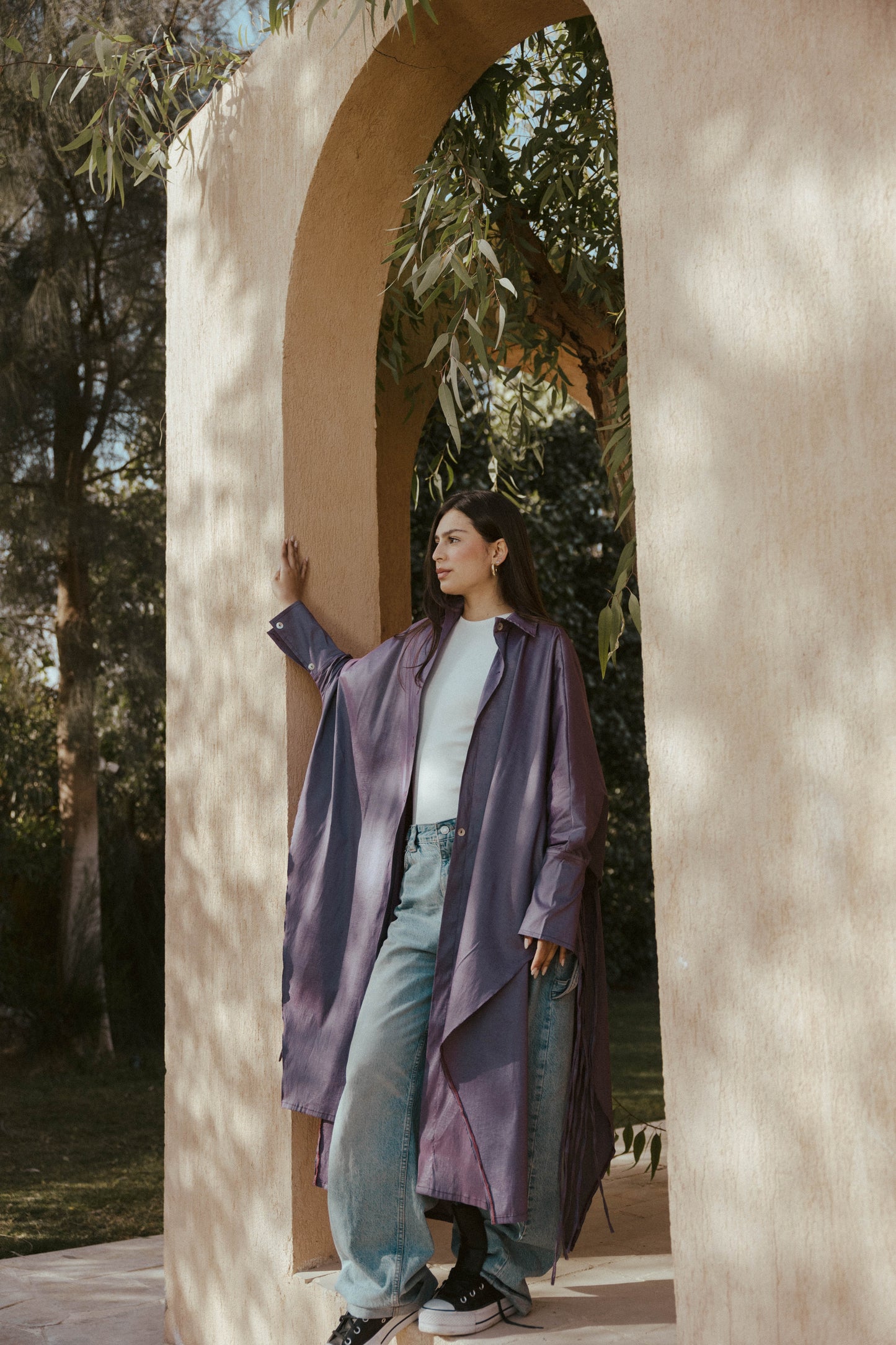 Long Fringes Kaftan In Lavender