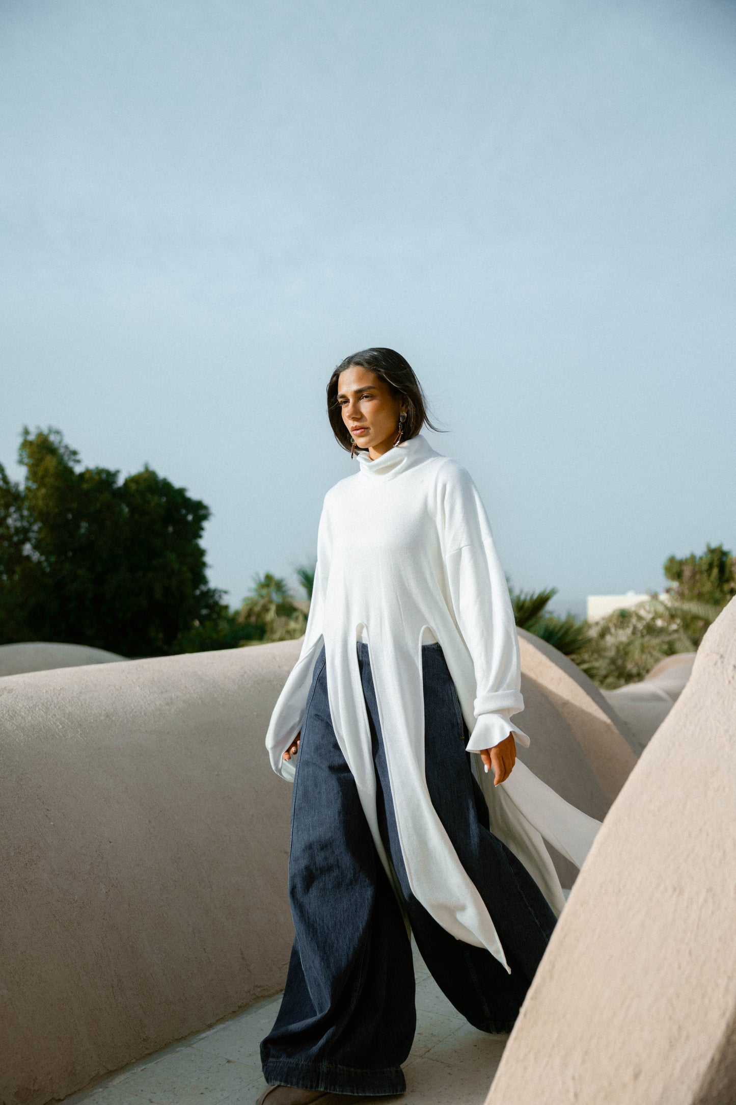 Lail Wool Top In Off-white