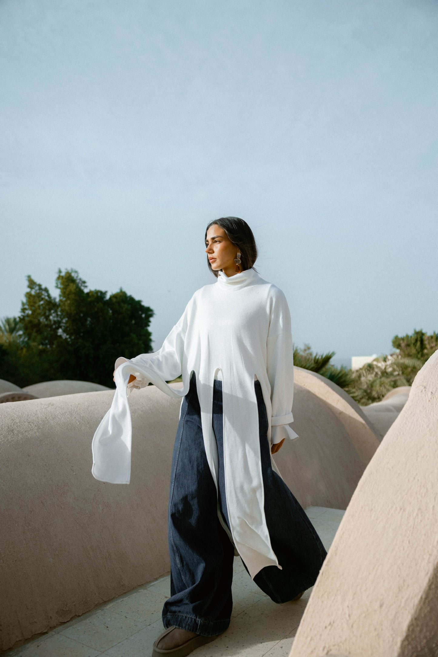 Lail Wool Top In Off-white