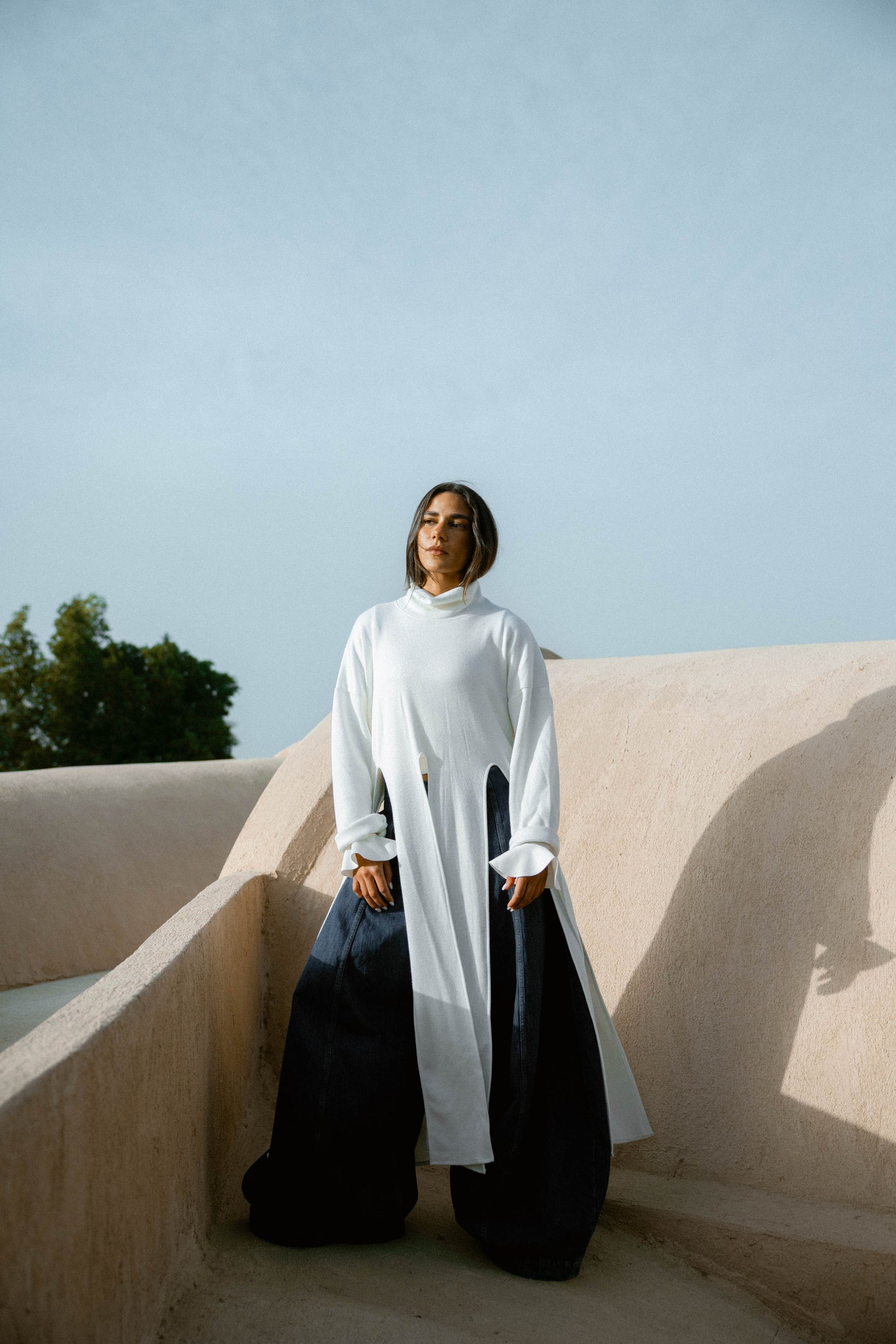 Lail Wool Top In Off-white