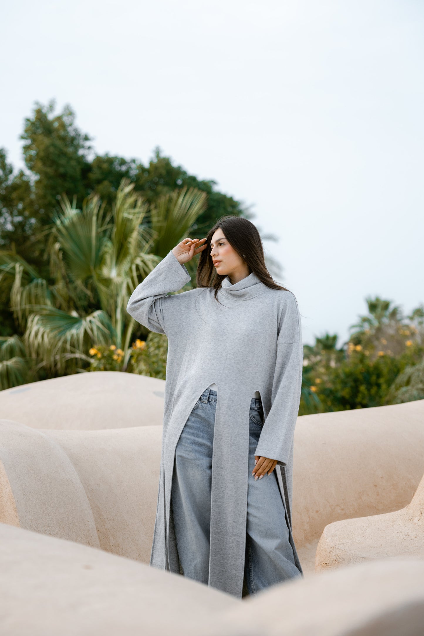 Lail Wool Top In Grey