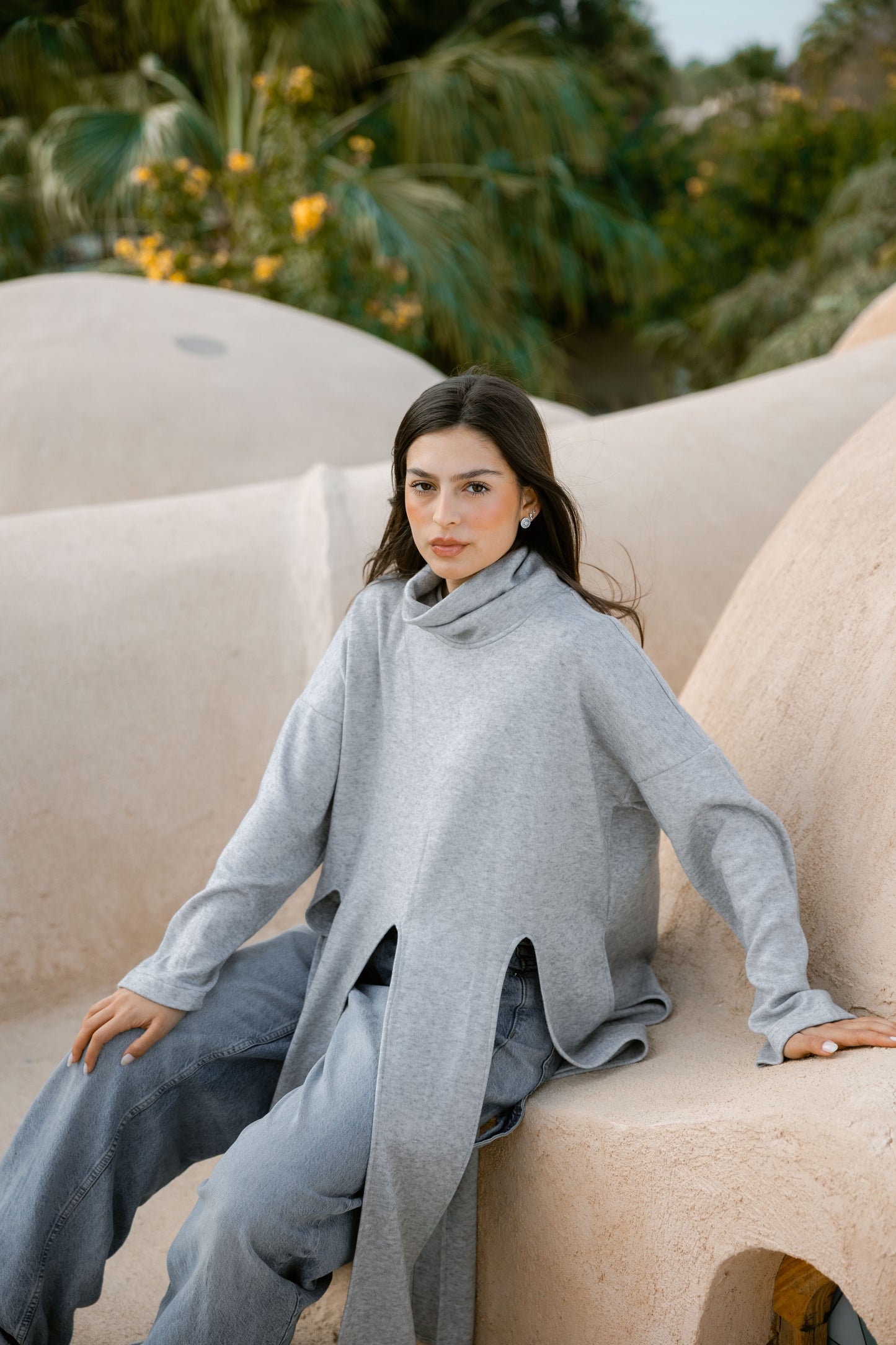 Lail Wool Top In Grey