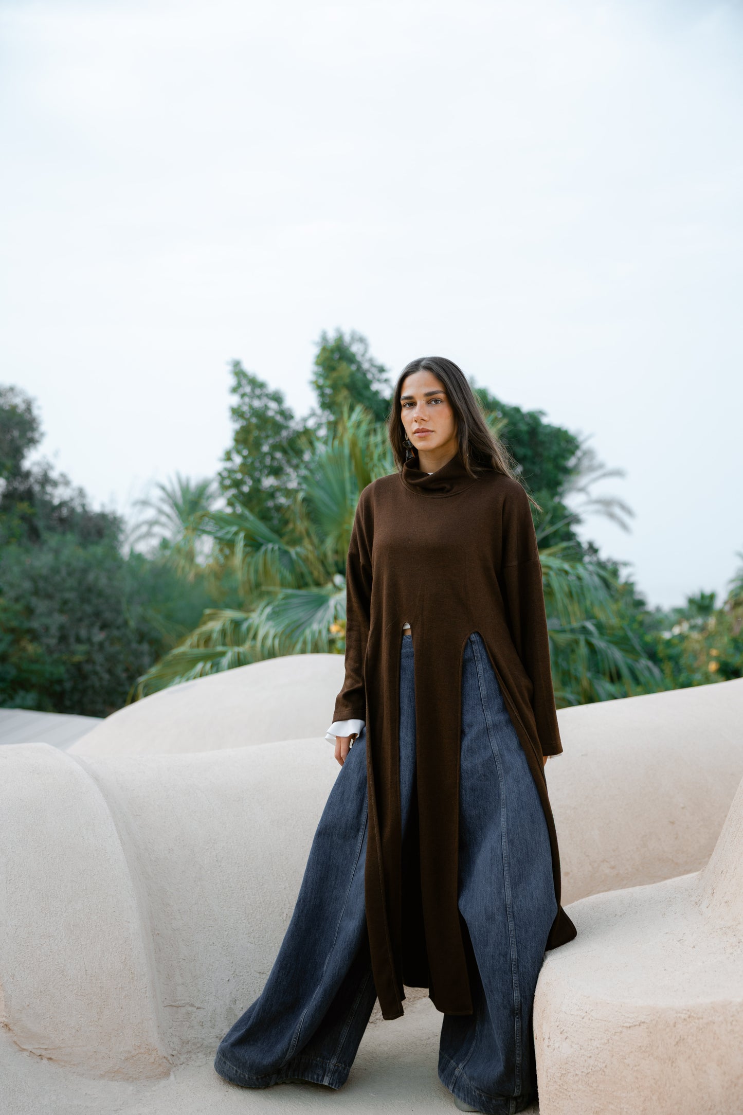 Lail Wool Top In Brown