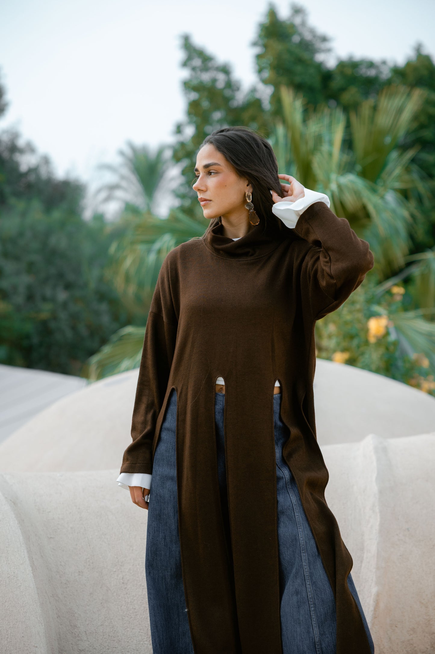 Lail Wool Top In Brown