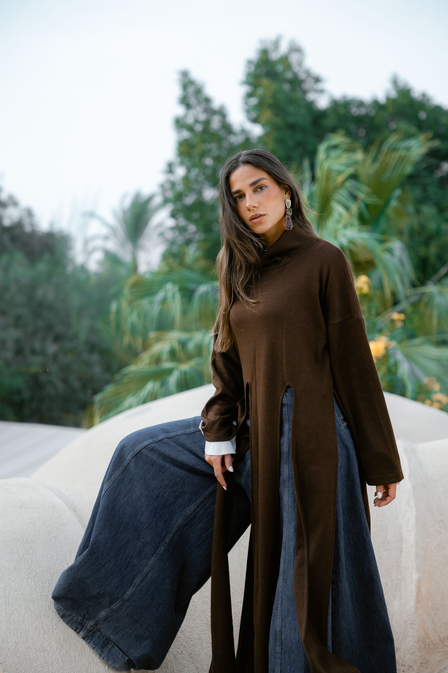 Lail Wool Top In Brown